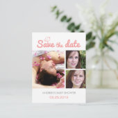 Baby shower De datum opslaan Briefkaarten Aangepas (Staand voorkant)