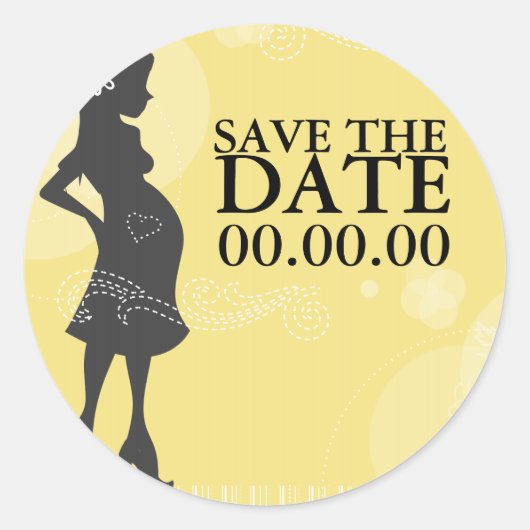Baby shower De datum opslaan Ronde Sticker (Voorkant)