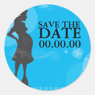 Baby shower De datum opslaan Ronde Sticker