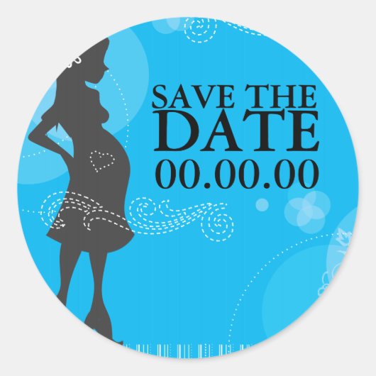 Baby shower De datum opslaan Ronde Sticker (Voorkant)