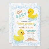 Baby shower de patos de goma gemelos kaart (Voorkant / Achterkant)