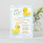Baby shower de patos de goma gemelos kaart (Staand voorkant)