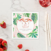 Baby shower Decor Waterverf Roze Flamingo Leaf Servet (Insitu)