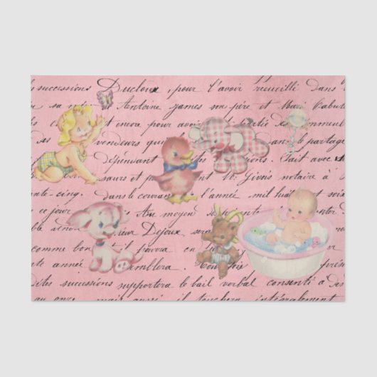 Baby shower Decoupage  Pink Girl Tissuepapier (Voorkant)