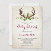 Baby shower Deer Antler - Uitnodiging - Kerstmis (Voorkant)