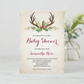 Baby shower Deer Antler - Uitnodiging - Kerstmis (Staand voorkant)