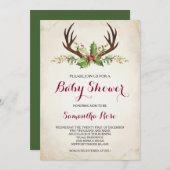 Baby shower Deer Antler - Uitnodiging - Kerstmis (Voorkant / Achterkant)