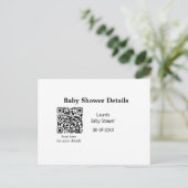 BABY SHOWER DETAILS QR SCAN CODE MINIMAL MODERN RU BRIEFKAART (Staand voorkant)