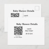 BABY SHOWER DETAILS QR SCAN CODE MINIMAL MODERN RU BRIEFKAART (Voorkant / Achterkant)