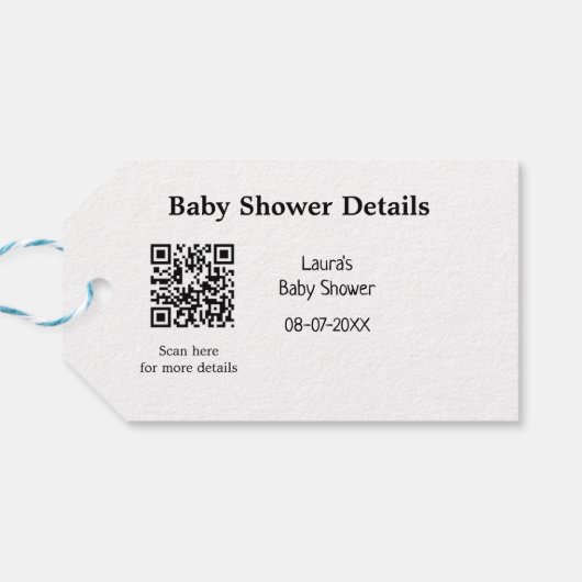 BABY SHOWER DETAILS QR SCAN CODE MINIMAL MODERN RU CADEAULABEL (Achterkant Horizontaal)