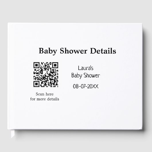 BABY SHOWER DETAILS QR SCAN CODE MINIMAL MODERN RU GASTENBOEK (Voorkant)