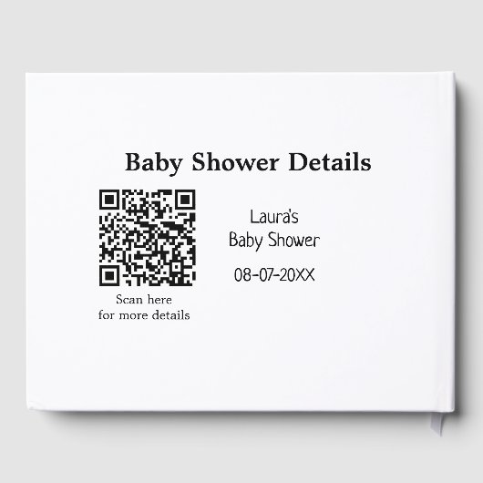 BABY SHOWER DETAILS QR SCAN CODE MINIMAL MODERN RU GASTENBOEK (Achterkant)