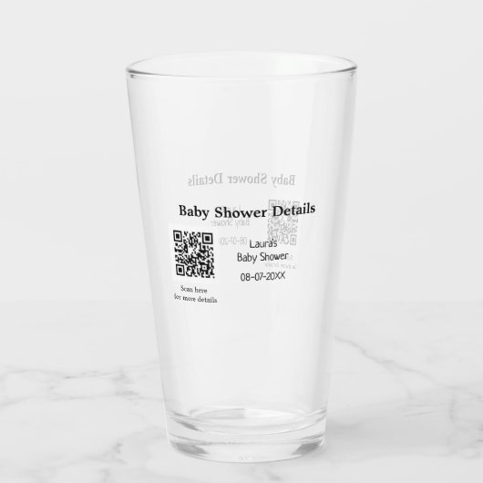 BABY SHOWER DETAILS QR SCAN CODE MINIMAL MODERN RU GLAS (Achterkant)