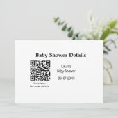 BABY SHOWER DETAILS QR SCAN CODE MINIMAL MODERN RU KAART (Staand voorkant)