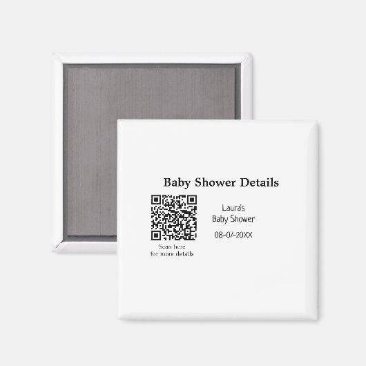 BABY SHOWER DETAILS QR SCAN CODE MINIMAL MODERN RU MAGNEET (Voorkant / Achterkant)