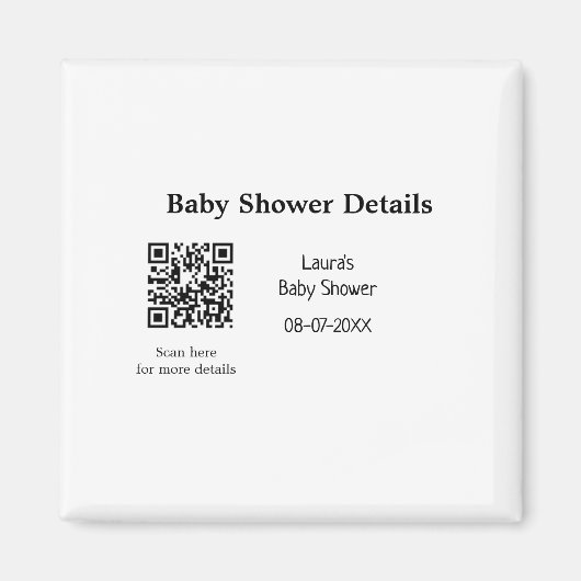 BABY SHOWER DETAILS QR SCAN CODE MINIMAL MODERN RU MAGNEET (Voorkant)