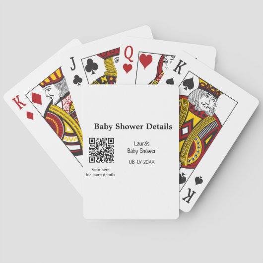 BABY SHOWER DETAILS QR SCAN CODE MINIMAL MODERN RU POKERKAARTEN (Achterkant)