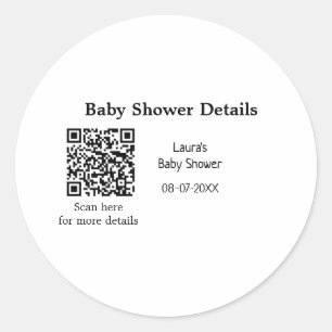 BABY SHOWER DETAILS QR SCAN CODE MINIMAL MODERN RU RONDE STICKER