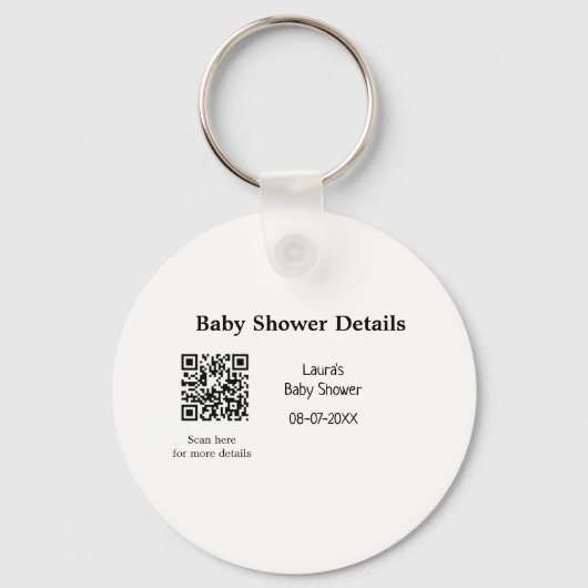 BABY SHOWER DETAILS QR SCAN CODE MINIMAL MODERN RU SLEUTELHANGER (Voorkant)