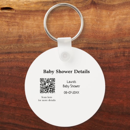 BABY SHOWER DETAILS QR SCAN CODE MINIMAL MODERN RU SLEUTELHANGER (Voorkant)