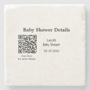 BABY SHOWER DETAILS QR SCAN CODE MINIMAL MODERN RU STENEN ONDERZETTER