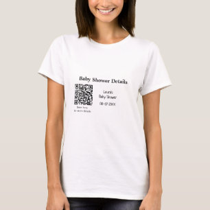 BABY SHOWER DETAILS QR SCAN CODE MINIMAL MODERN RU T-SHIRT