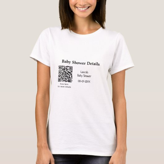 BABY SHOWER DETAILS QR SCAN CODE MINIMAL MODERN RU T-SHIRT (Voorkant)