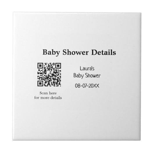 BABY SHOWER DETAILS QR SCAN CODE MINIMAL MODERN RU TEGELTJE (Voorkant)
