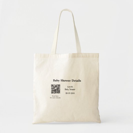 BABY SHOWER DETAILS QR SCAN CODE MINIMAL MODERN RU TOTE BAG (Voorkant)