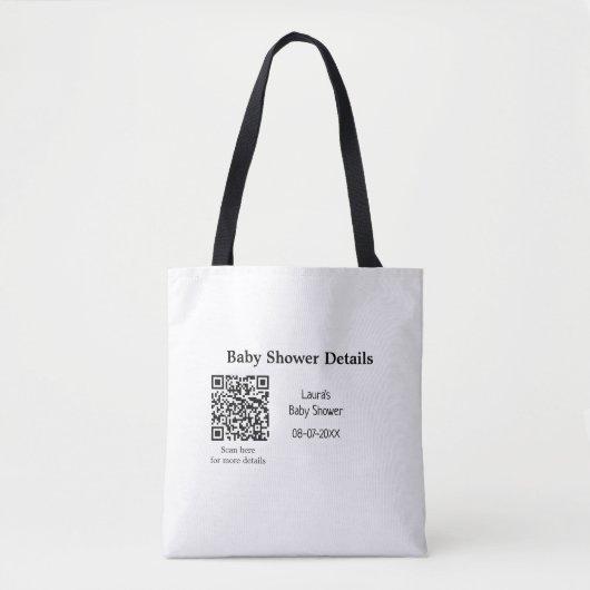 BABY SHOWER DETAILS QR SCAN CODE MINIMAL MODERN RU TOTE BAG (Voorkant)