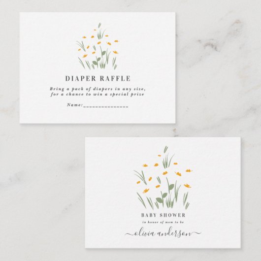 baby shower diaper  notitiekaartje (Voorkant / Achterkant)