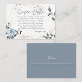 Baby shower Diaper Raffle 2 | Dusty Blue Floral Informatiekaartje (Voorkant / Achterkant)