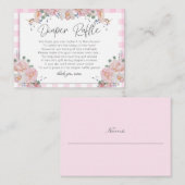 Baby shower Diaper Raffle | BOHO Baby shower Roze Informatiekaartje (Voorkant / Achterkant)