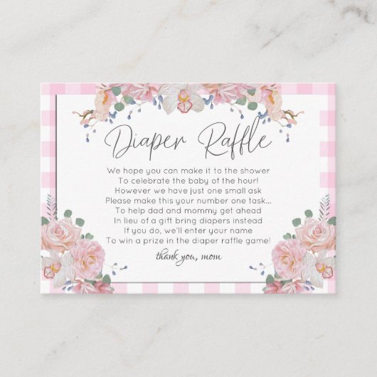 Baby shower Diaper Raffle | BOHO Baby shower Roze Informatiekaartje (Voorkant)
