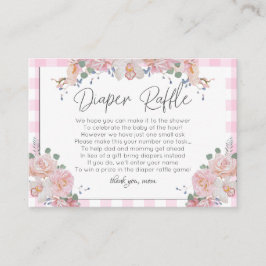 Baby shower Diaper Raffle | BOHO Baby shower Roze Informatiekaartje