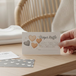 Baby Shower Diaper Raffle Card - Boho Heart Informatiekaartje