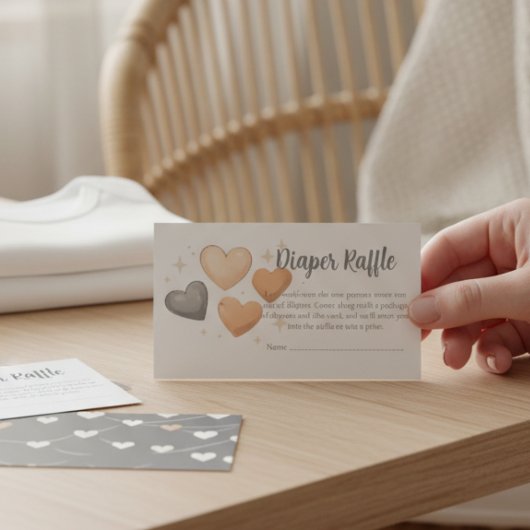 Baby Shower Diaper Raffle Card - Boho Heart Informatiekaartje