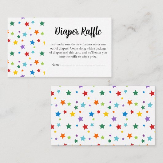 Baby Shower Diaper Raffle Card–Bright Stars Informatiekaartje (Voorkant / Achterkant)