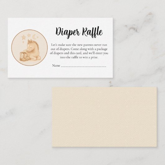 Baby Shower Diaper Raffle Card – Cute Foal Informatiekaartje (Voorkant / Achterkant)