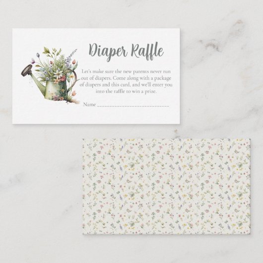 Baby Shower Diaper Raffle Card - Rustic Floral Informatiekaartje (Voorkant / Achterkant)