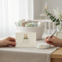 Baby Shower Diaper Raffle Card with Teddy Bear Informatiekaartje