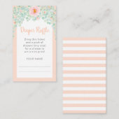 Baby shower Diaper Raffle Eucalyptus Floral Peach Informatiekaartje (Voorkant / Achterkant)
