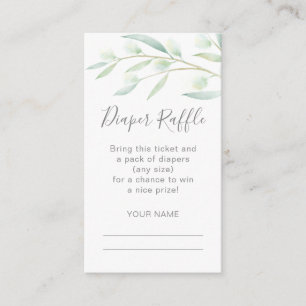 Baby shower Diaper Raffle Greenery Waterverf Informatiekaartje
