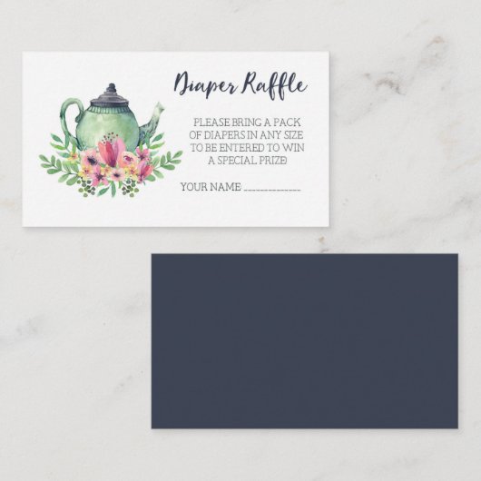 baby shower Diaper Raffle Informatiekaartje (Voorkant / Achterkant)