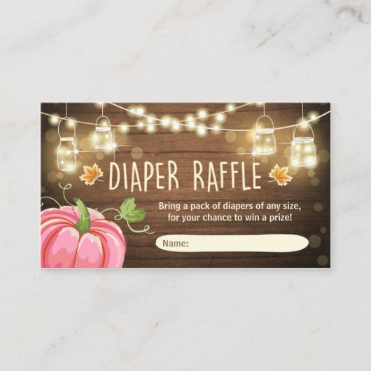 Baby shower Diaper Raffle Kaart Rustic Pumpkin (Voorkant)
