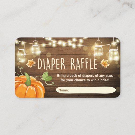 Baby shower Diaper Raffle Kaart Rustic Pumpkin (Voorkant)