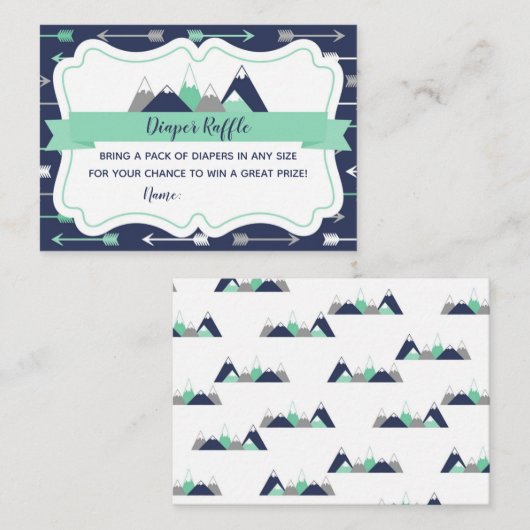 baby shower Diaper Raffle-kaartje Informatiekaartje (Voorkant / Achterkant)