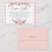 Baby shower Diaper Raffle | Koraal Roos Floral Informatiekaartje (Voorkant / Achterkant)