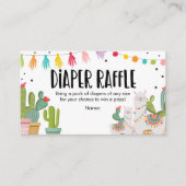 baby shower Diaper Raffle Mexican Cactus Llama Informatiekaartje (Voorkant)