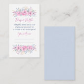 Baby shower Diaper Raffle Pink Flowers Waterverf Informatiekaartje (Voorkant / Achterkant)